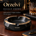 Orzelvi™ Basalt Crown — Natural Basalt Ashtray with Brushed Bronze Ring
