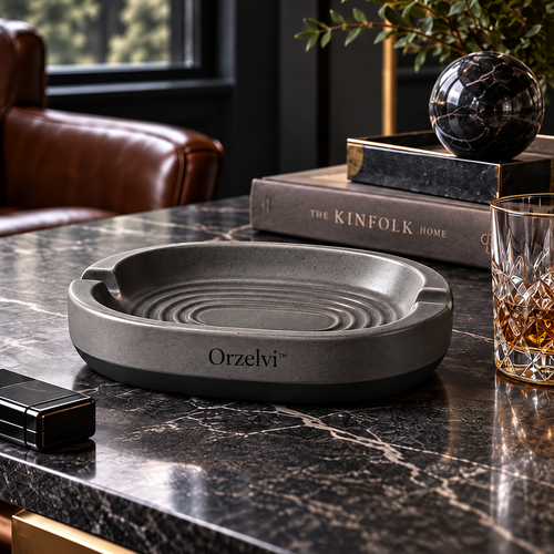 Orzelvi™ 03 Cinder Ridge — Sculpted Ceramic Ashtray with Contoured Ridges