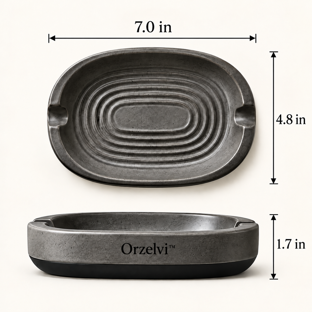 Orzelvi™ 03 Cinder Ridge — Sculpted Ceramic Ashtray with Contoured Ridges