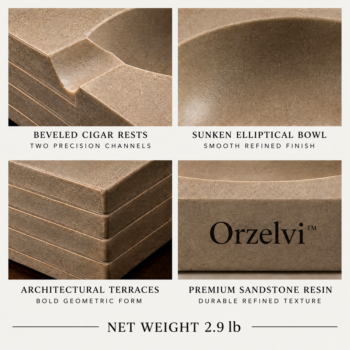 Orzelvi™ 08 Dune Monolith — Architectural Sandstone Resin Ashtray