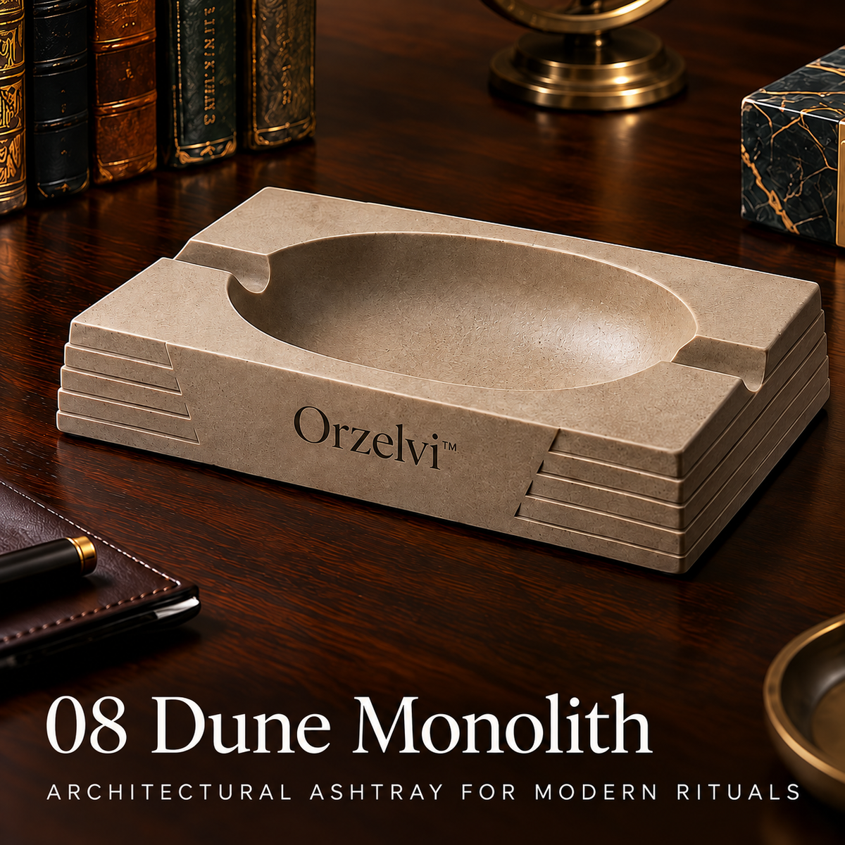 Orzelvi™ 08 Dune Monolith — Architectural Sandstone Resin Ashtray