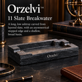 Orzelvi™ 11 Slate Breakwater — Natural Slate Ashtray with Sculpted Stepped Edges